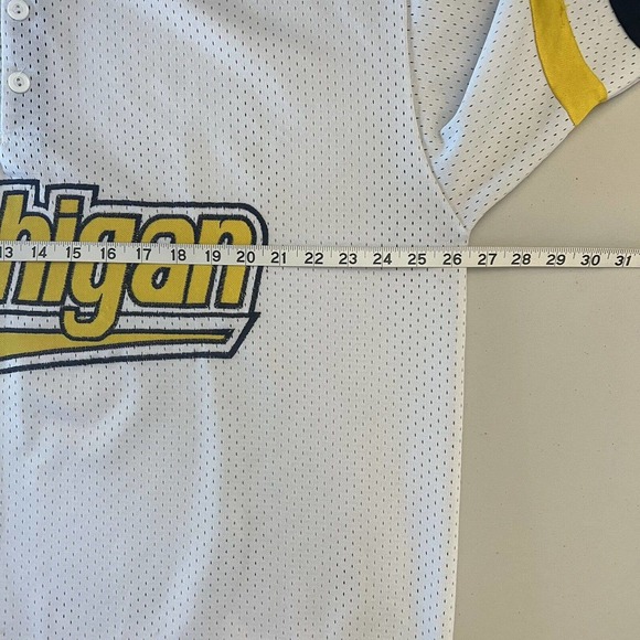 Vintage Michigan Wolverines Jersey Shirt Mens Blue Yellow Stitched Size 2XL XXL - Picture 10 of 11